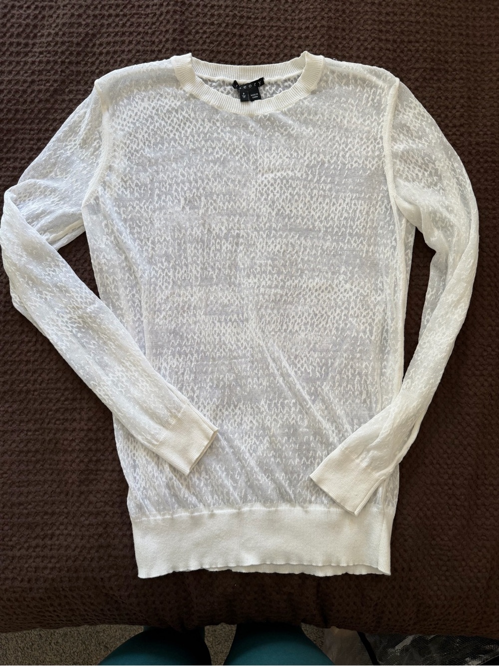 Lightweight White Sheer Knit Sweater - Women's Long Sleeve